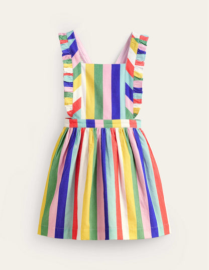 Cord Pinafore Dress-Jam Red / Georgian Blue Stripe-1
