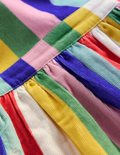 Cord Pinafore Dress-Jam Red / Georgian Blue Stripe-3