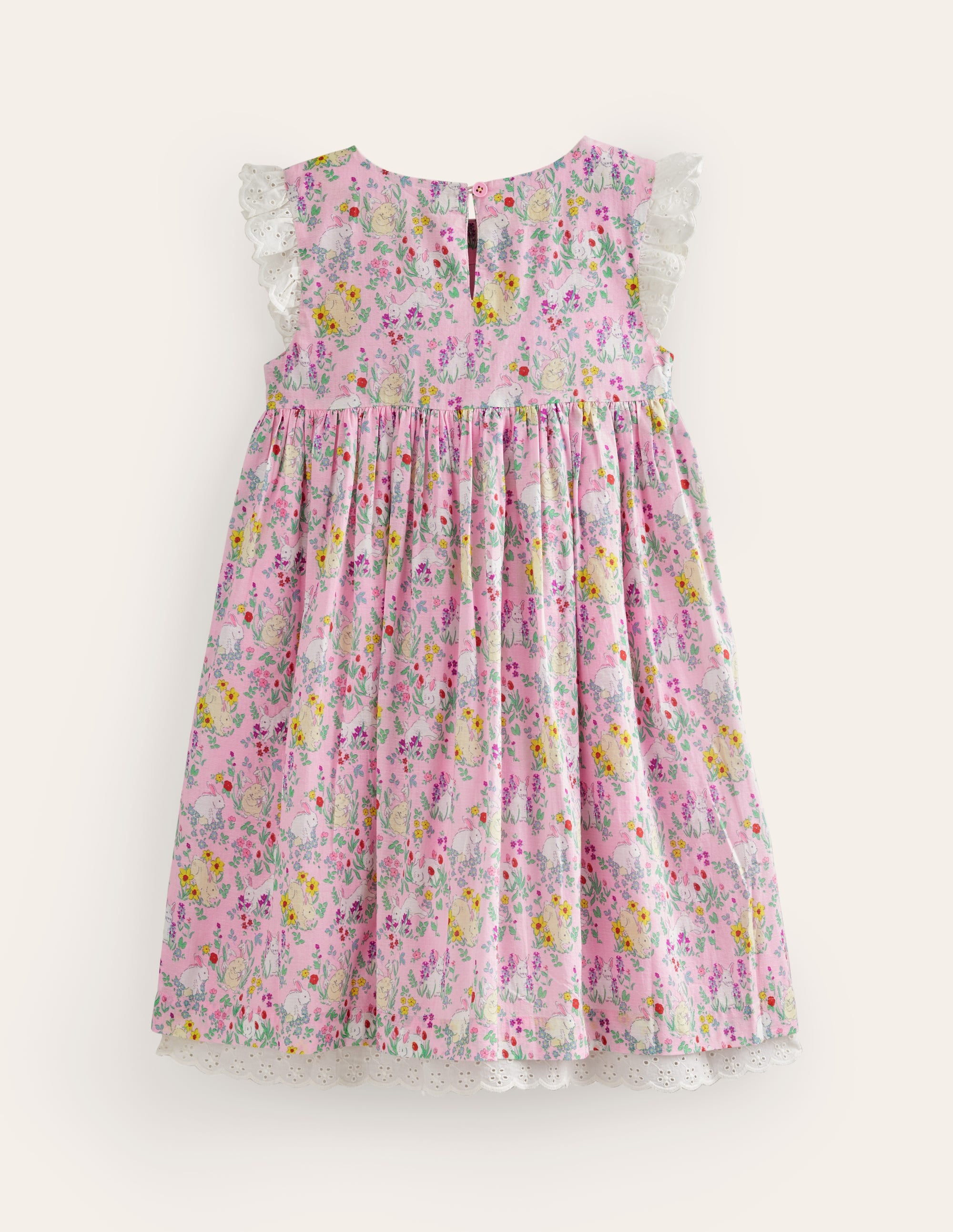 Smocked Lace Trim Dress-Sweet Pea Bunny Meadow - Image 2