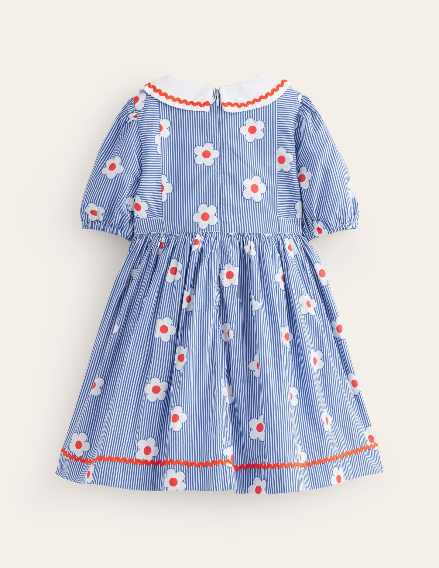 Collared Sailor Dress-Bluejay Daisy Stripe