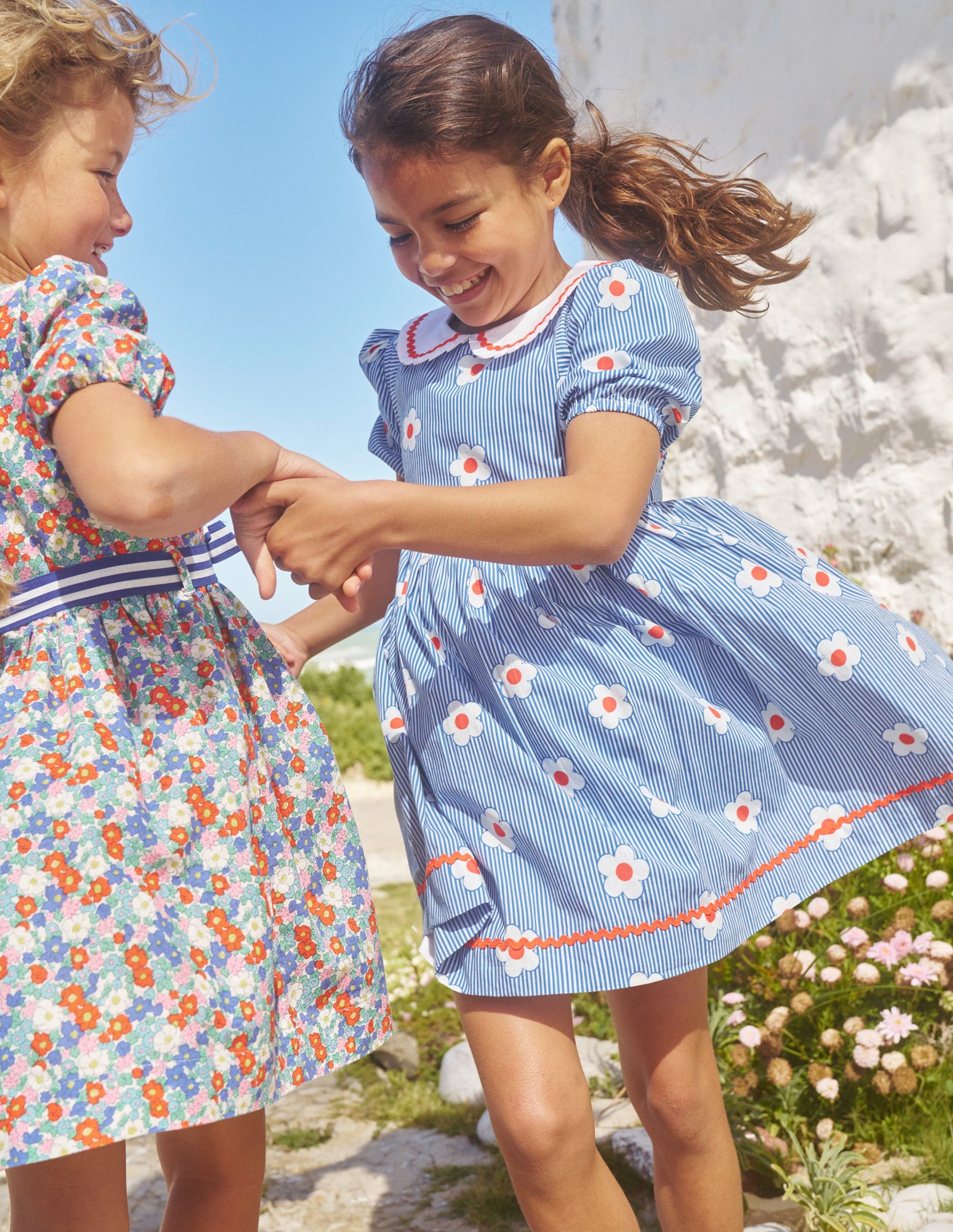 Collared Sailor Dress-Bluejay Daisy Stripe-4