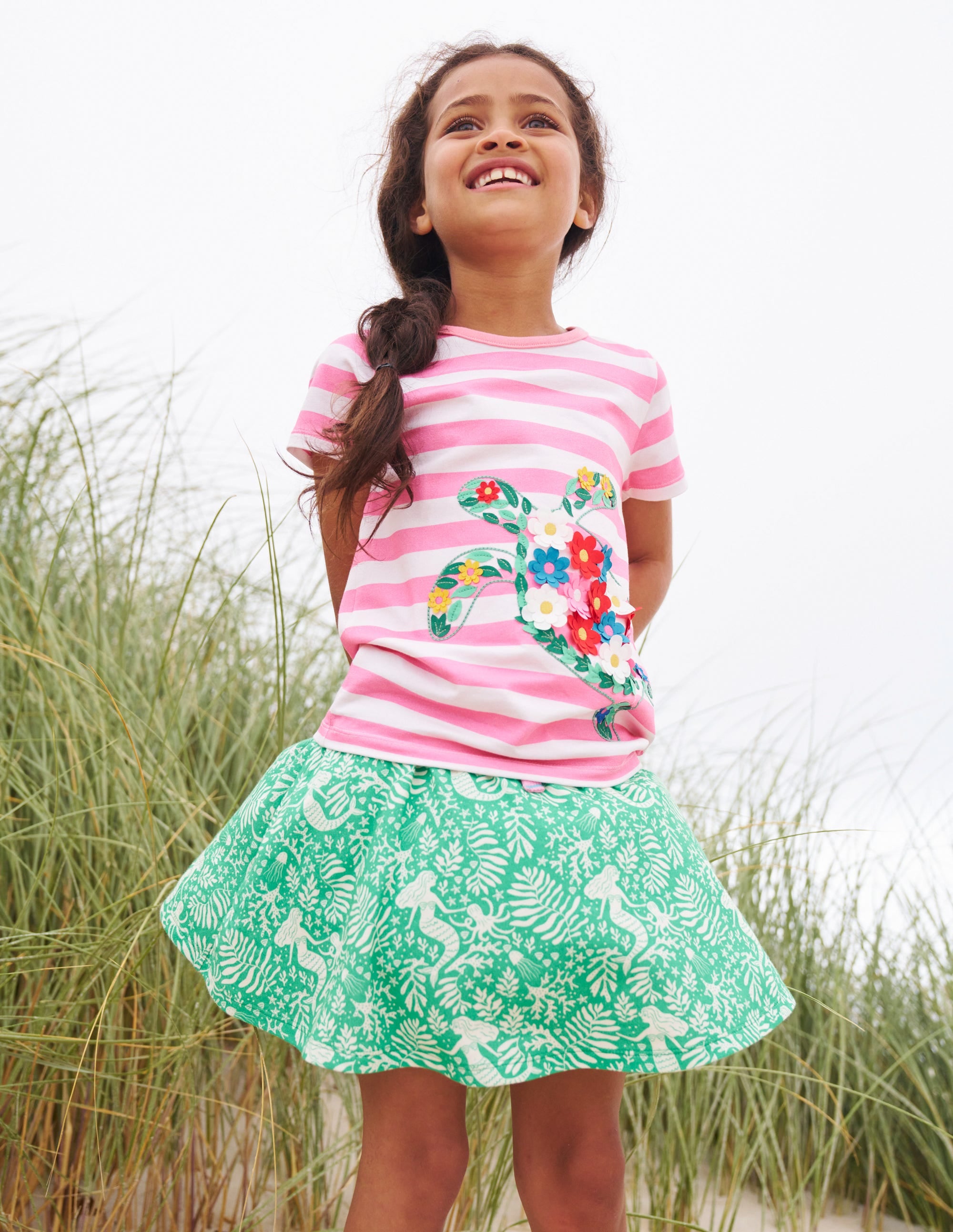 Short Sleeve Appliqué T-shirt-Cosmos Pink/Ivory Turtle - Image 4