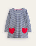 Heart Pocket Tunic-College Navy/Ivory Hearts