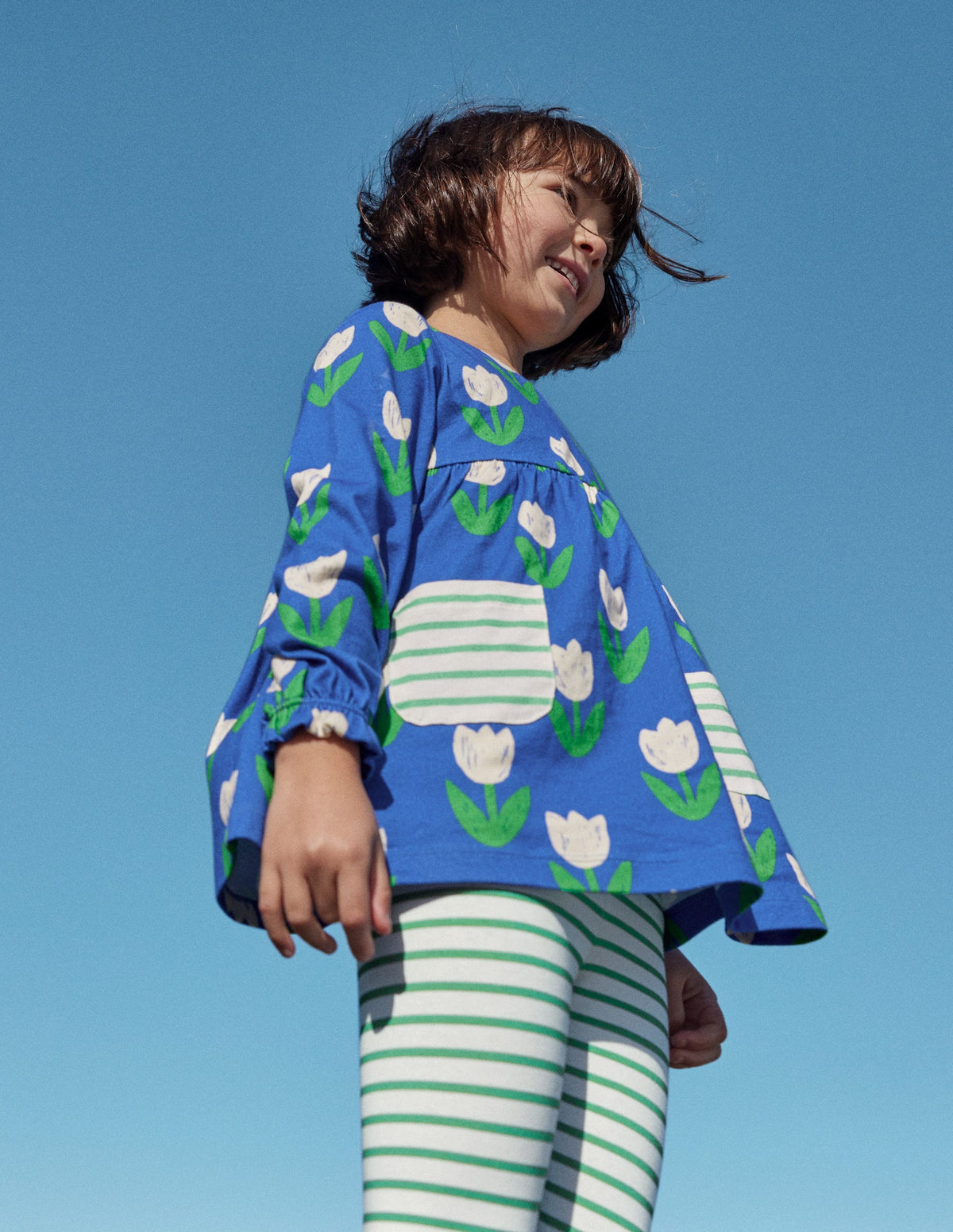 Hotchpotch Printed Tunic-Blue Heron Tulips-4