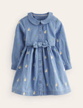 Embroidered Shirt Dress-Chambray Bunnies