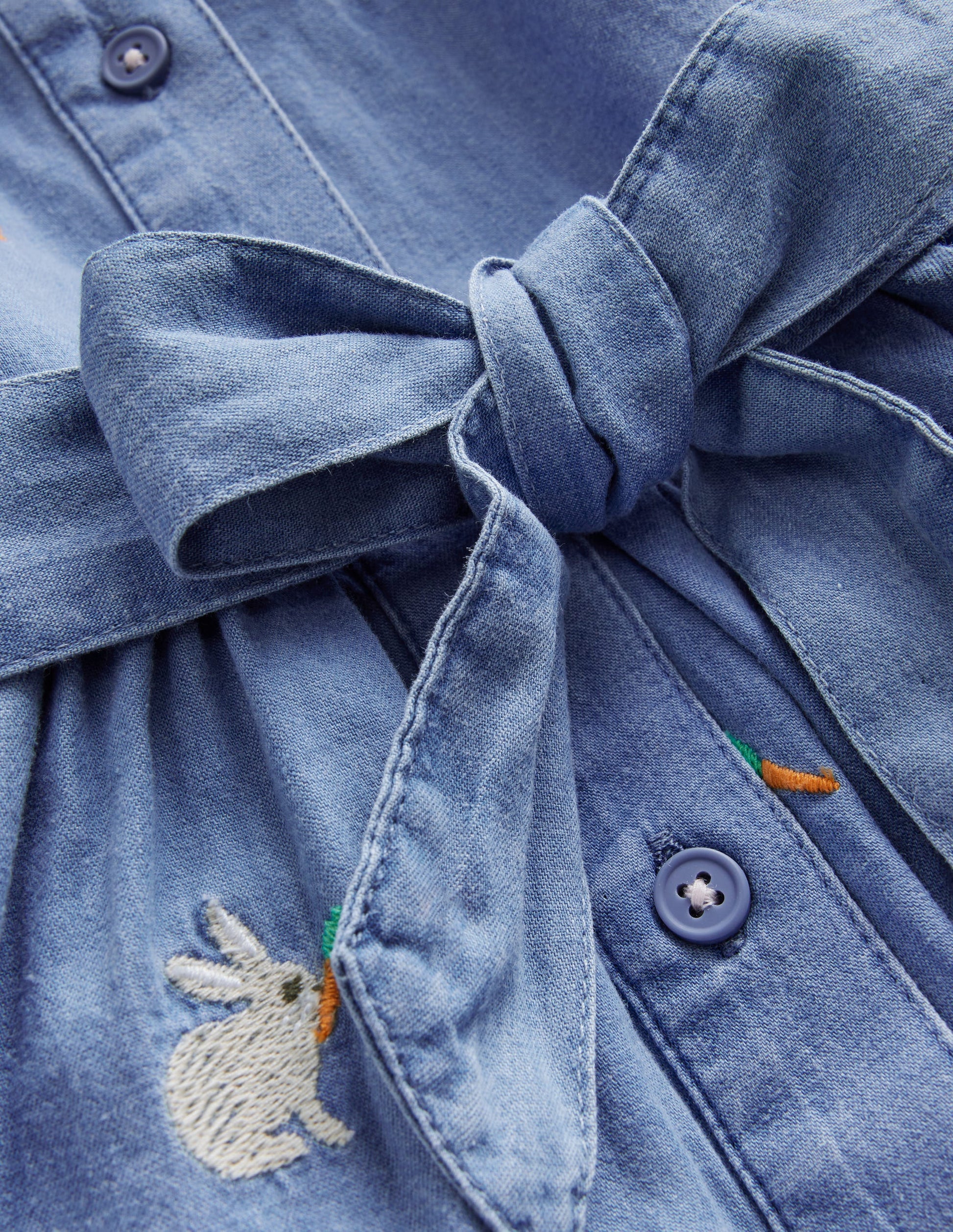 Embroidered Shirt Dress-Chambray Bunnies-3