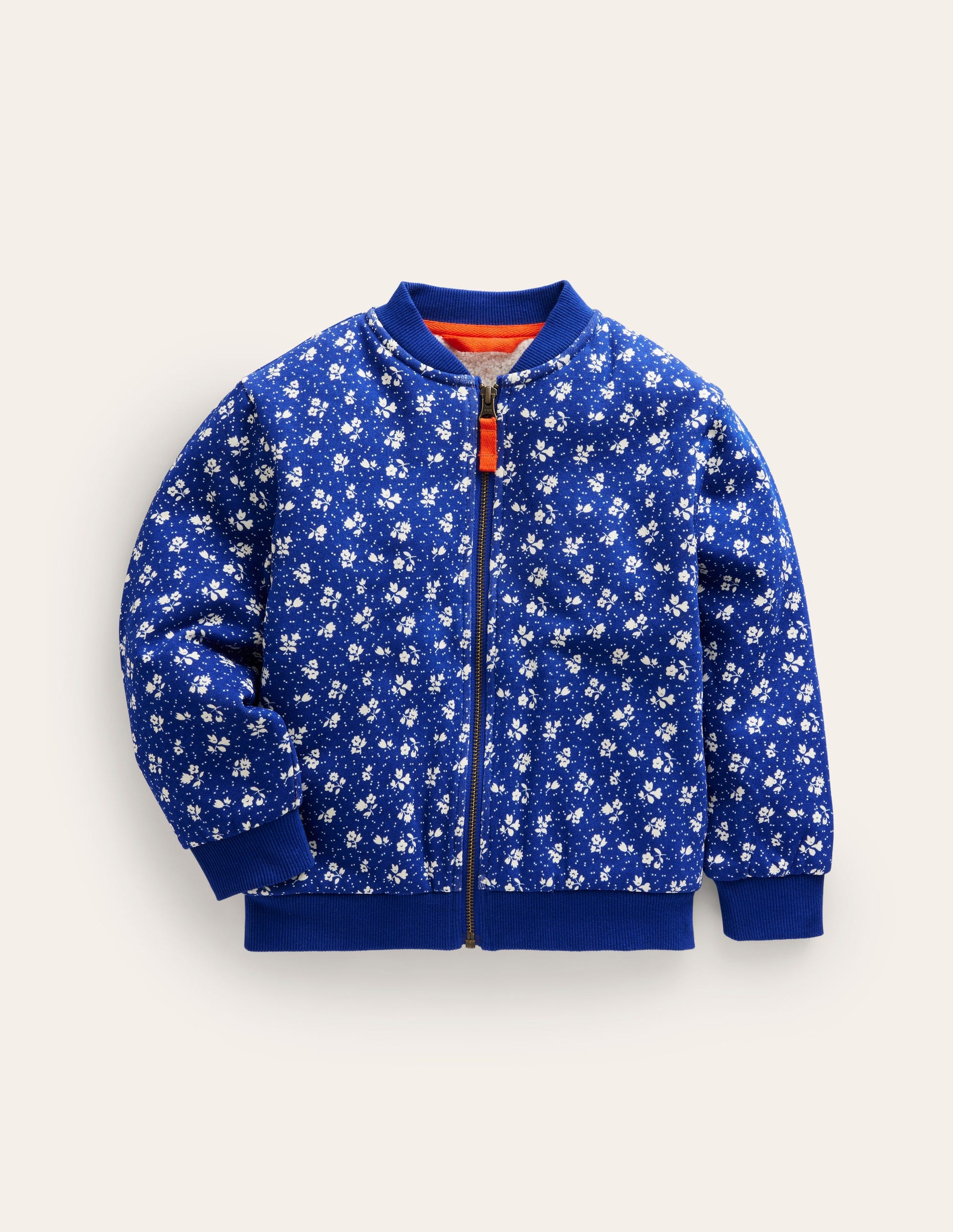 Borg Lined Jersey Bomber-Indigo Sprig Floral-1