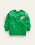 Relaxed Longline Sweatshirt-Green Unicorn