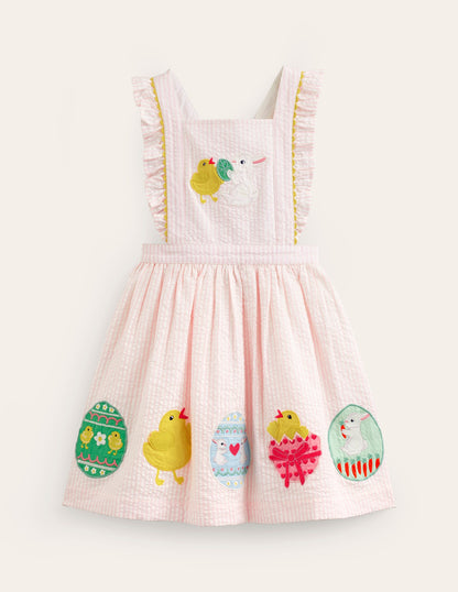 Charming Pinafore Dress-Pink / Ivory Stripe Chicks-1
