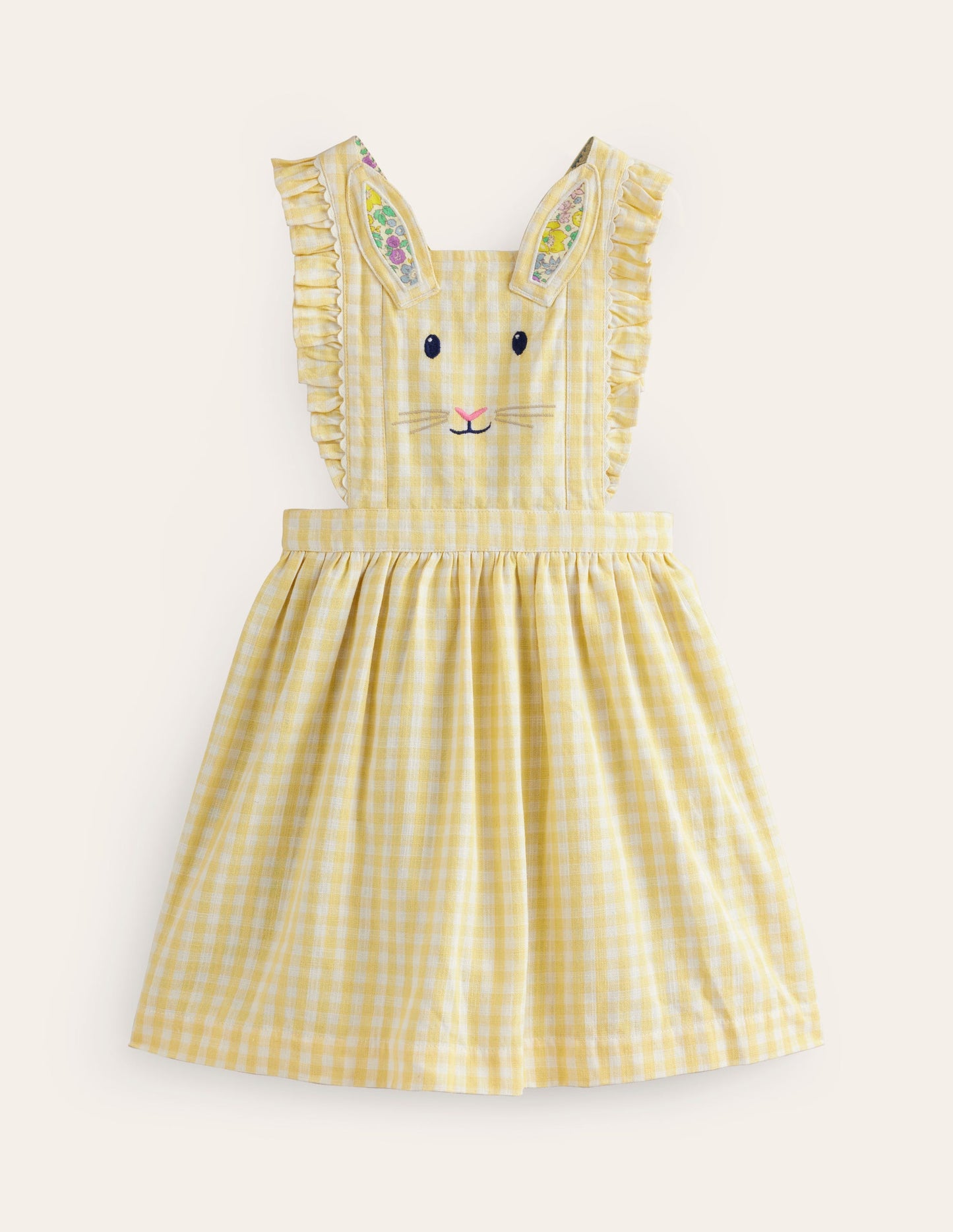 Charming Pinafore Dress-Honey / Ivory Stripe Bunny
