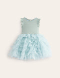 Petal Skirt Tulle Dress-Vintage Blue