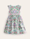 Heritage Party Dress-Green Love Birds