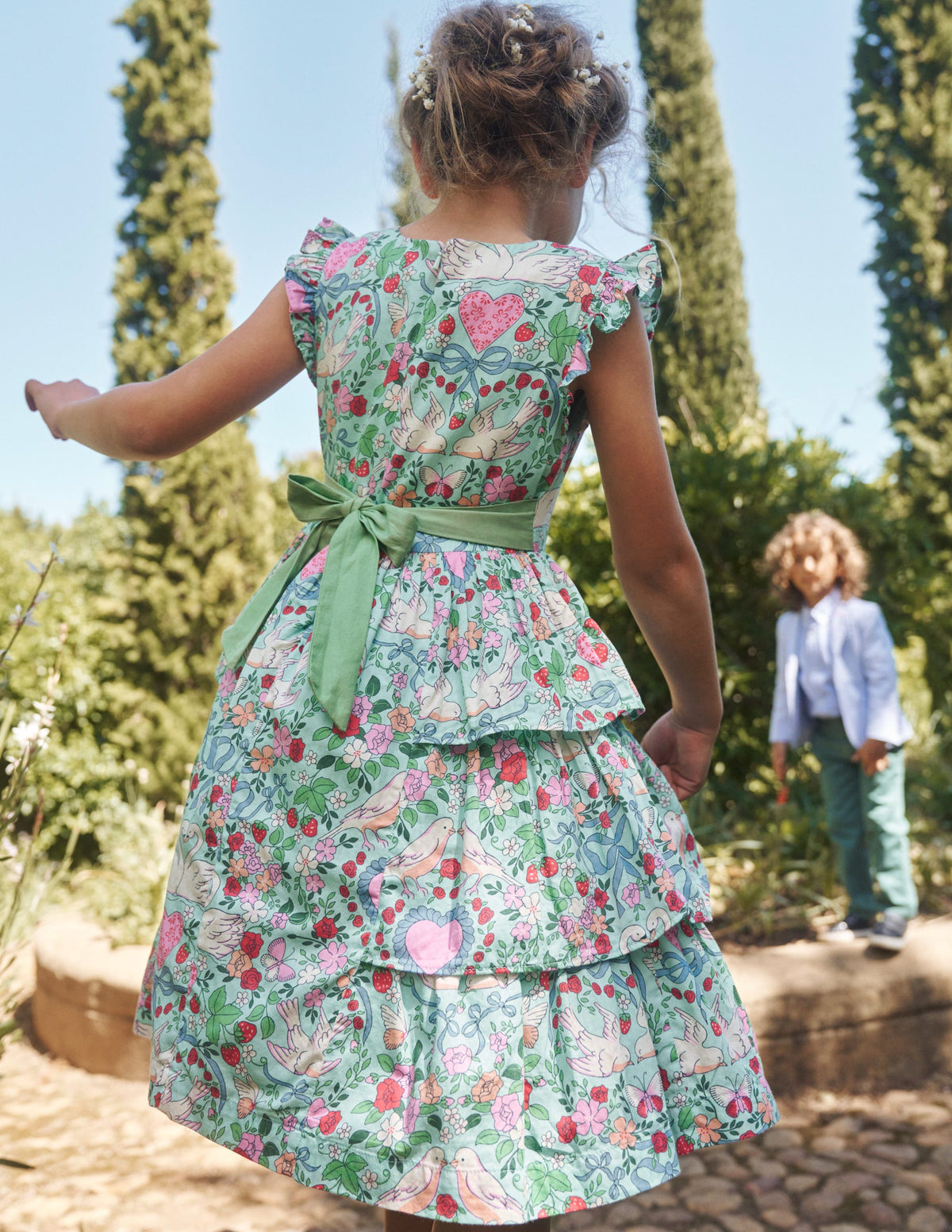 Heritage Party Dress-Green Love Birds-5