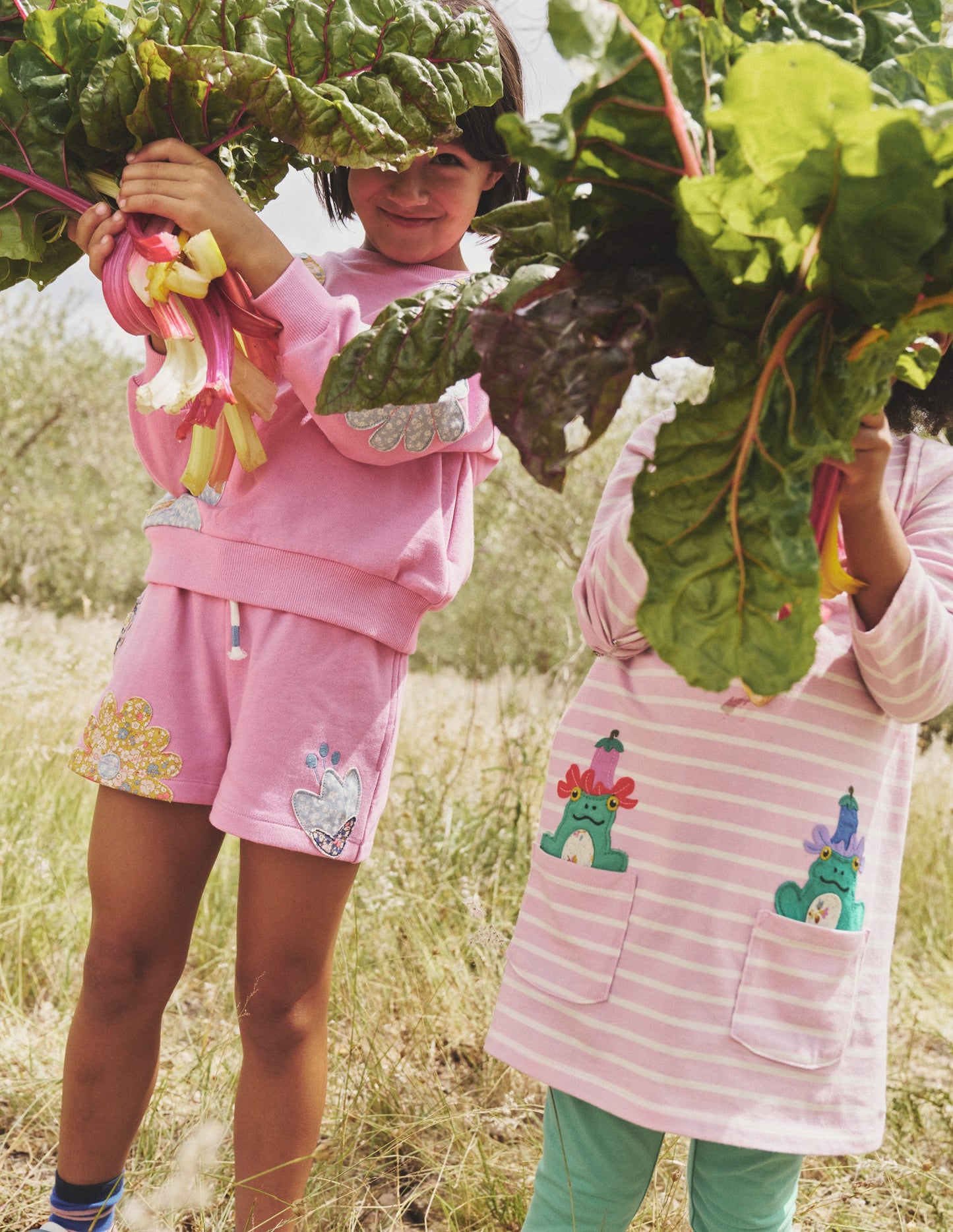 Applique Jersey Shorts-Cosmos Pink Patchwork