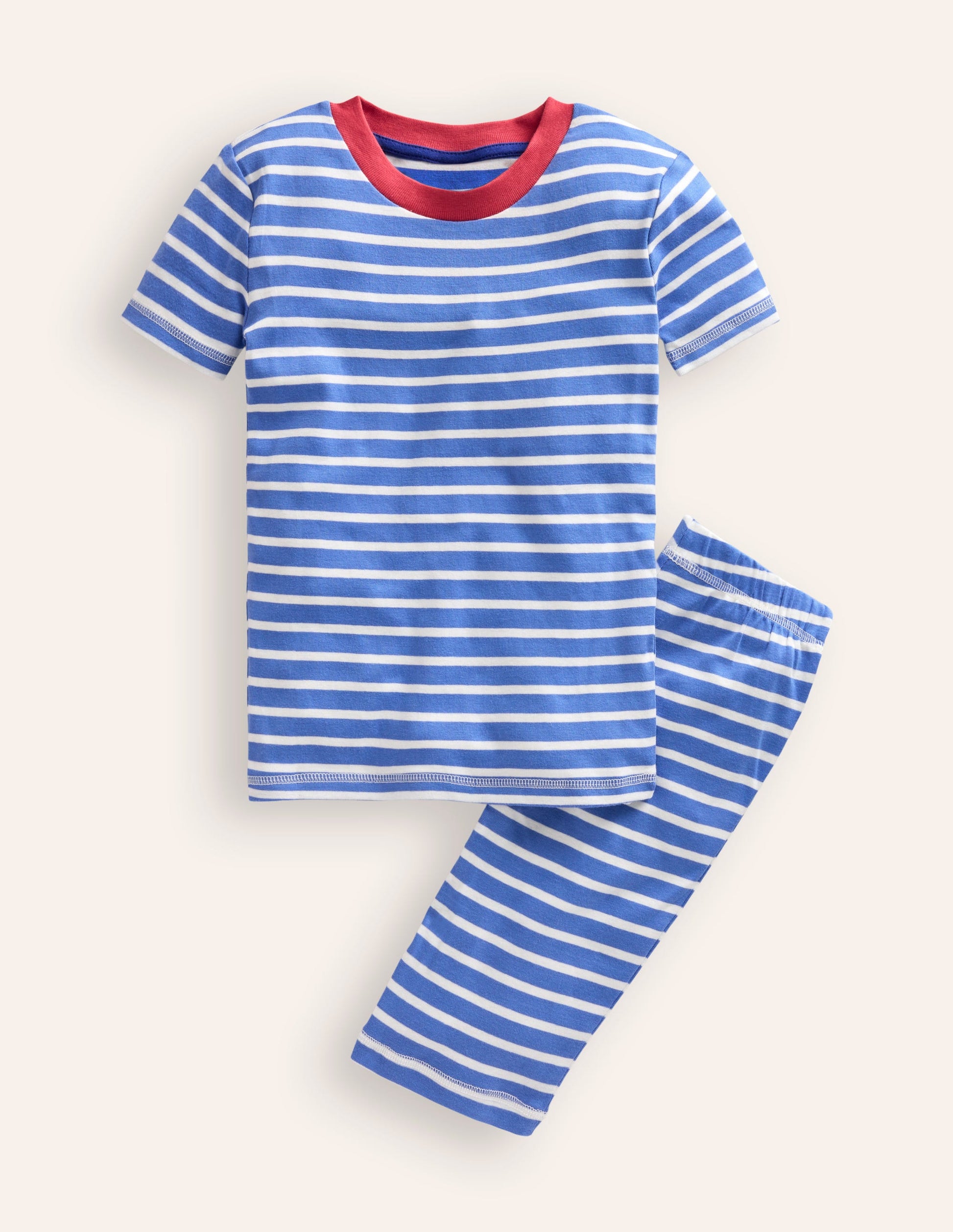 Snug Striped Short Pyjamas-Wisteria Blue/Ivory-1