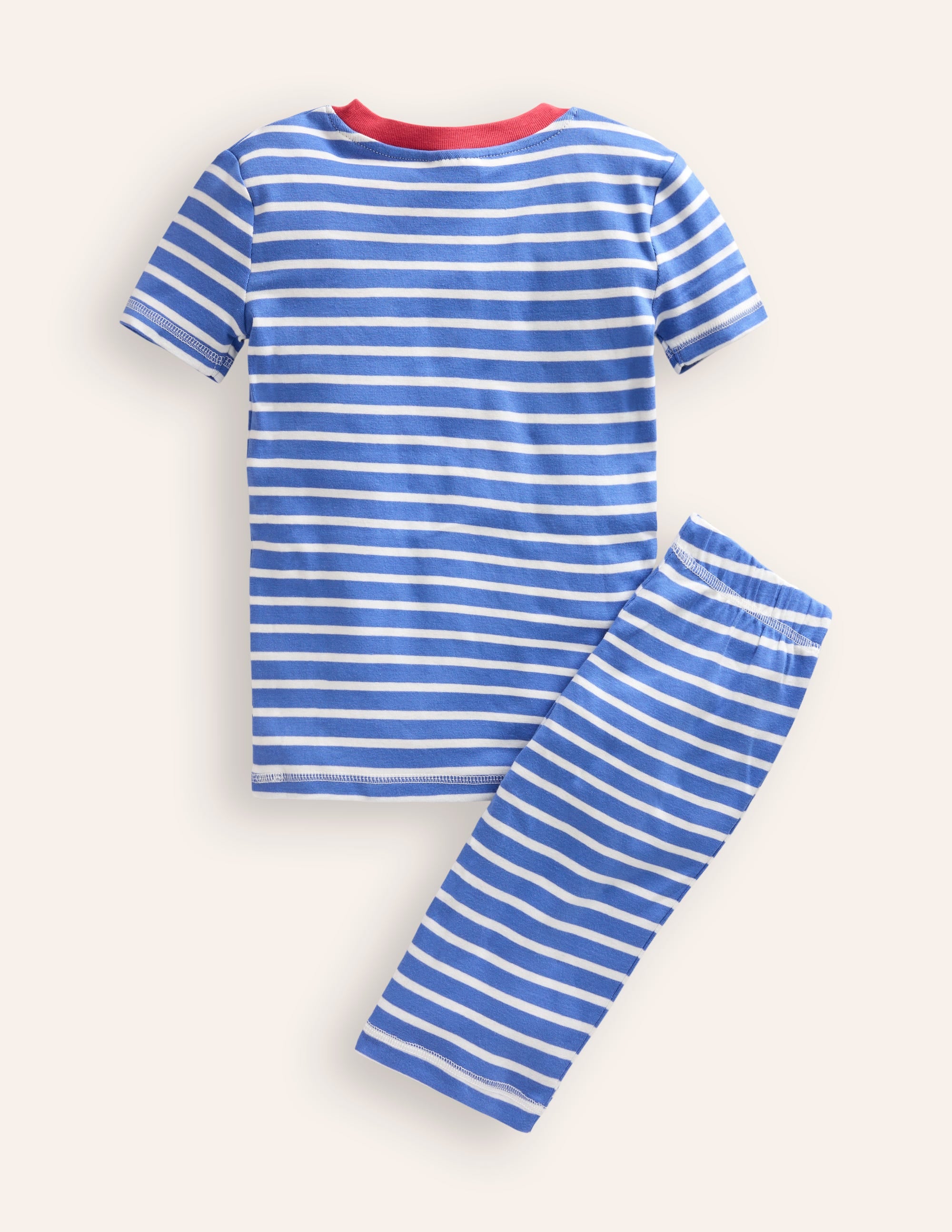 Snug Striped Short Pyjamas-Wisteria Blue/Ivory - Image 2