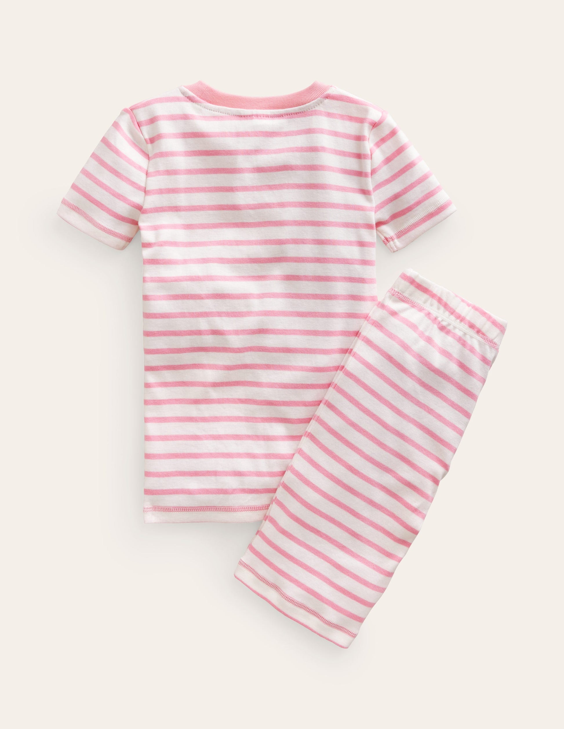 Snug Striped Short Pyjamas-Ivory/Pink Pin Breton-2