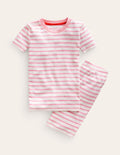 Snug Striped Short Pyjamas-Ivory/Pink Pin Breton