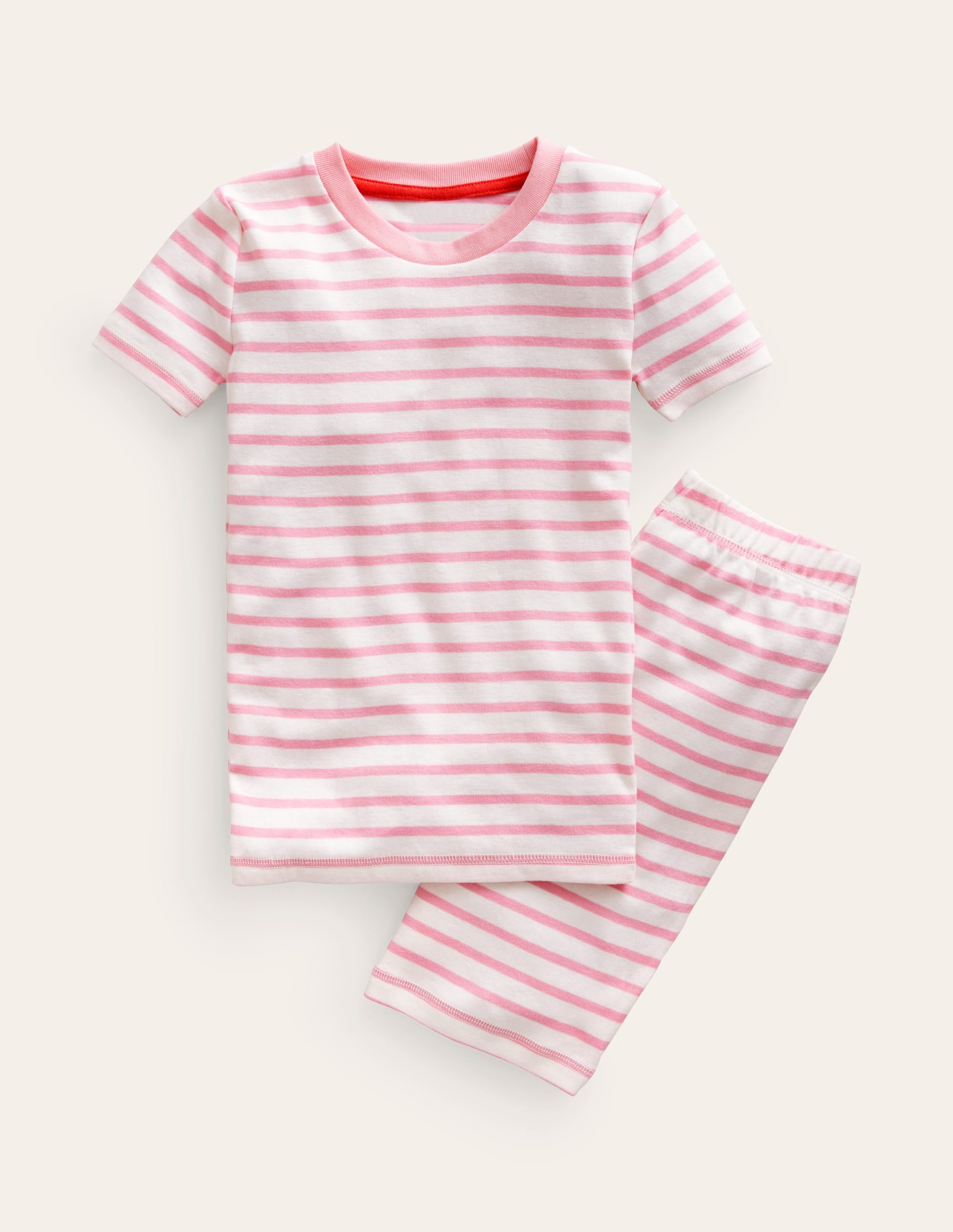 Snug Striped Short Pyjamas-Ivory/Pink Pin Breton - Image 1