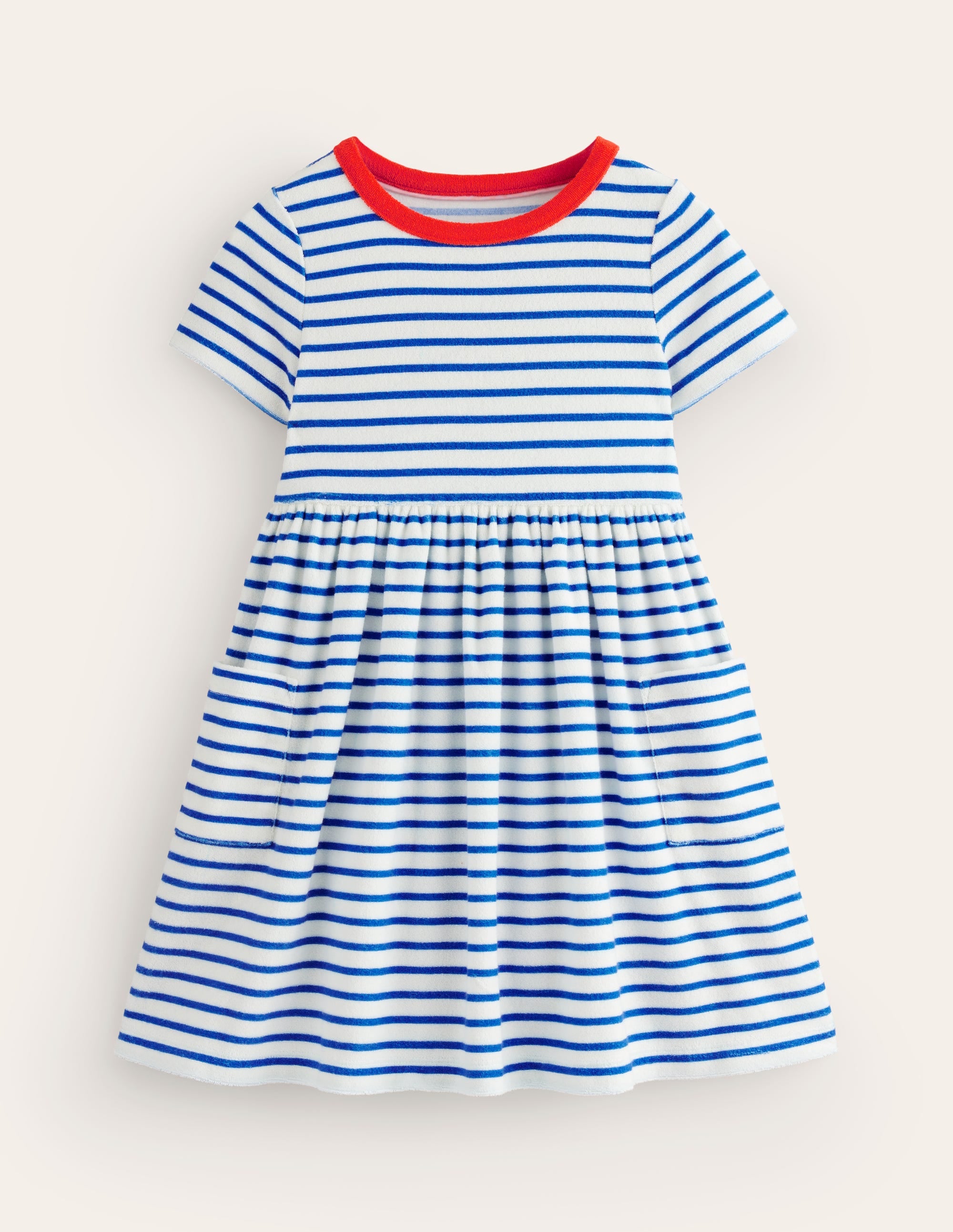 Fun Towelling Dress-Sapphire Blue/Vanilla Pod - Image 1