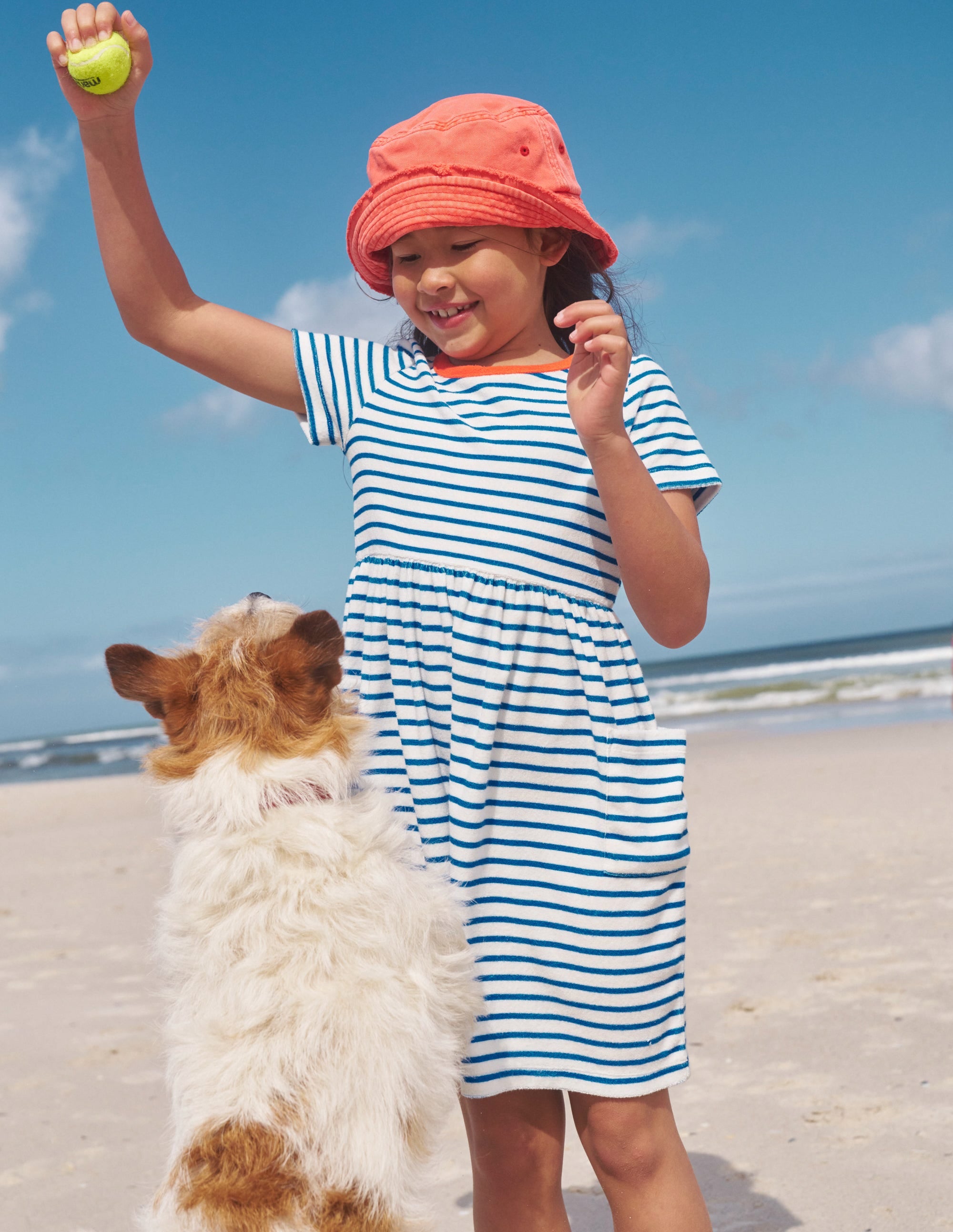 Fun Towelling Dress-Sapphire Blue/Vanilla Pod - Image 4