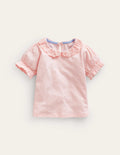 Short-sleeved Collared Top-Provence Dusty Pink