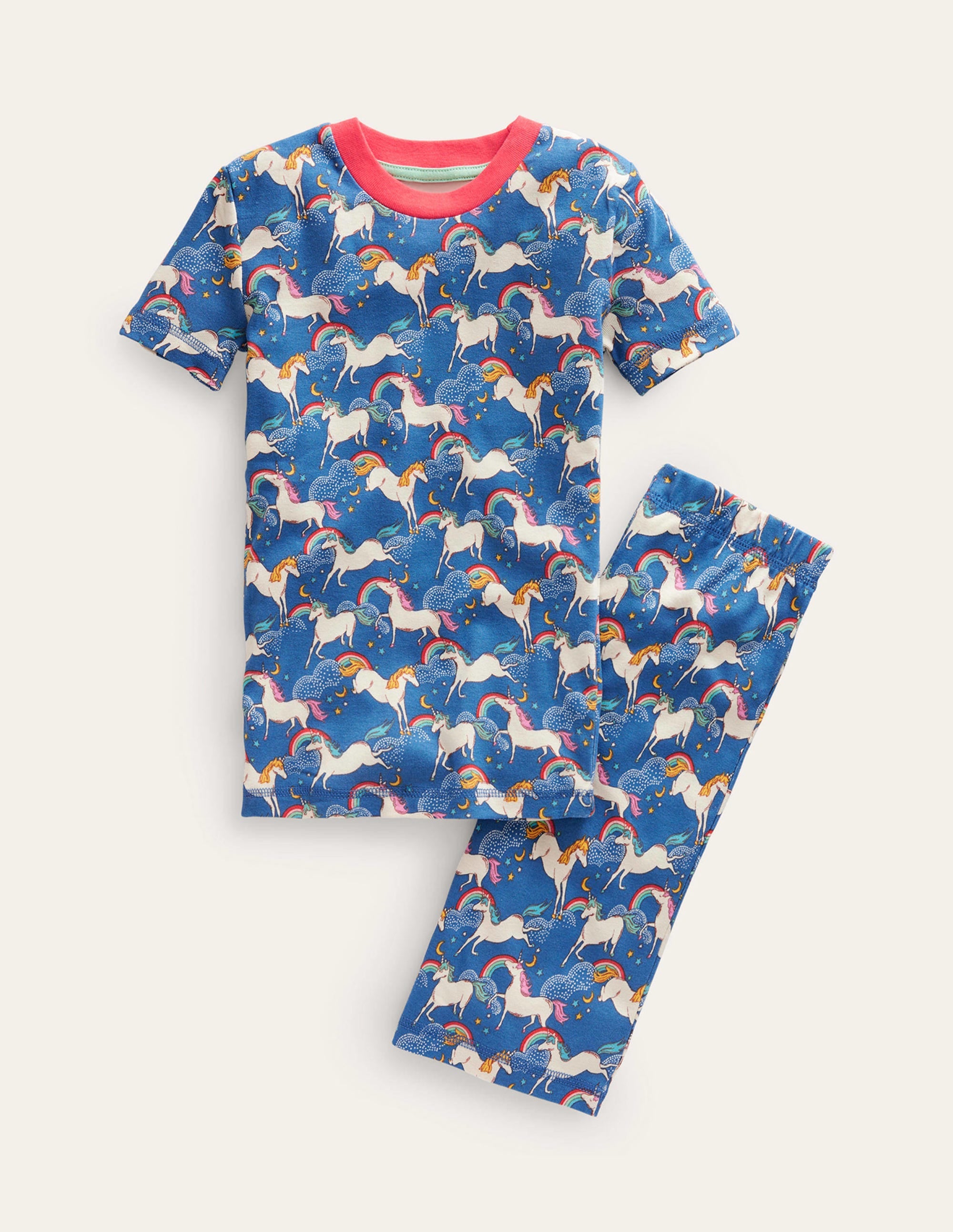 Snug Short John Pyjamas-Bluejay Rainbow Unicorns - Image 1
