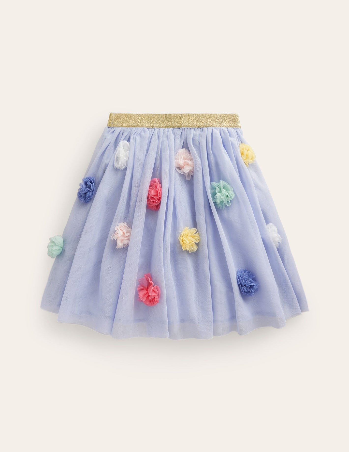 Pom Pom Tulle Midi Skirt-Provence Blue