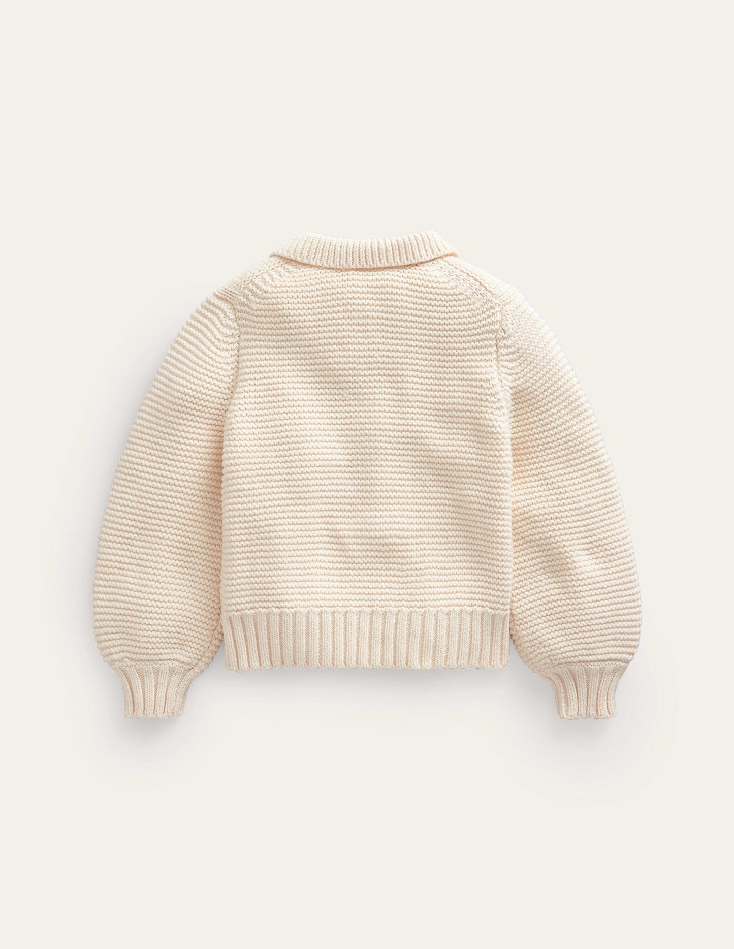 Chunky Collared Cardigan-Ecru Marl