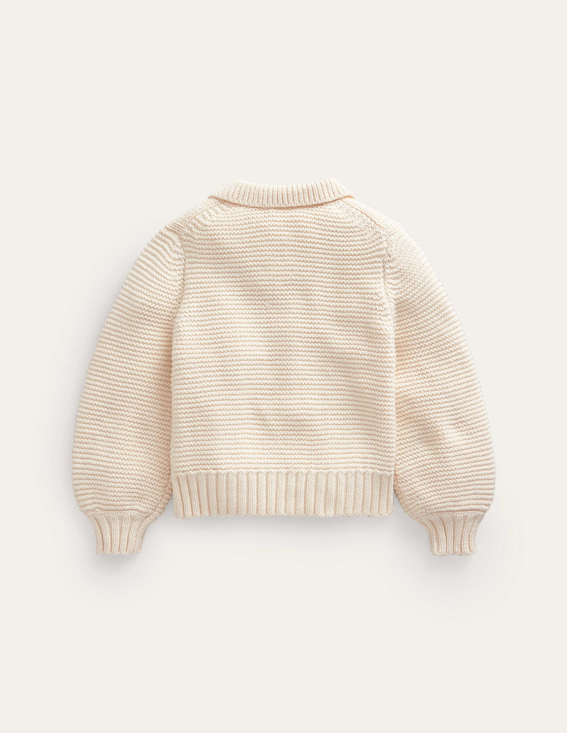 Chunky Collared Cardigan-Ecru Marl-2