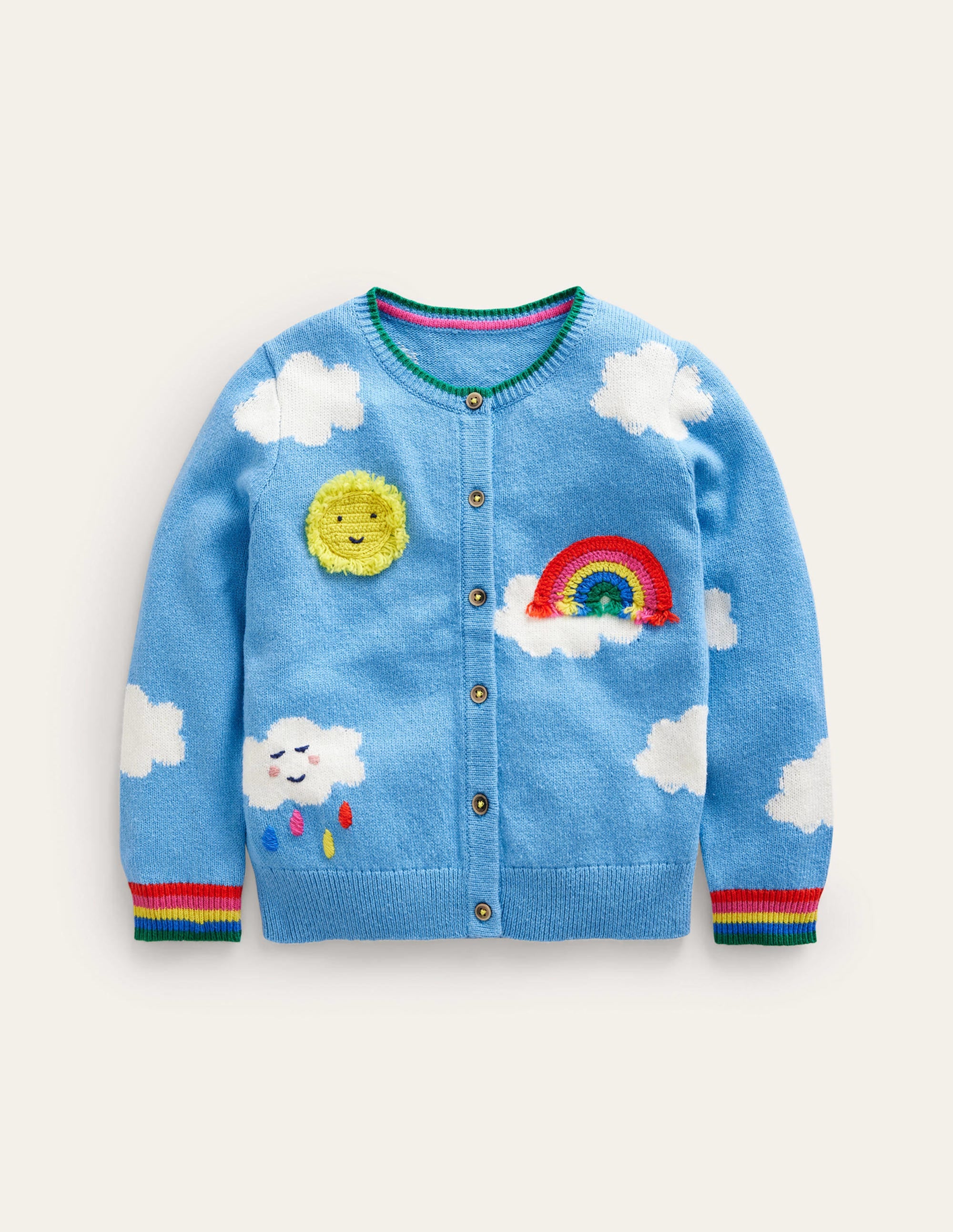 Crochet Appliqué Cardigan-Vintage Blue Weather - Image 1
