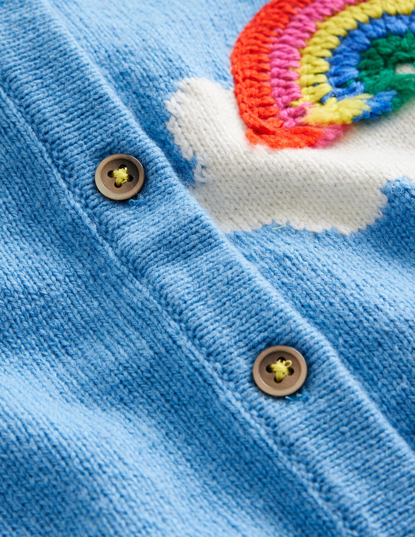 Crochet Appliqué Cardigan-Vintage Blue Weather