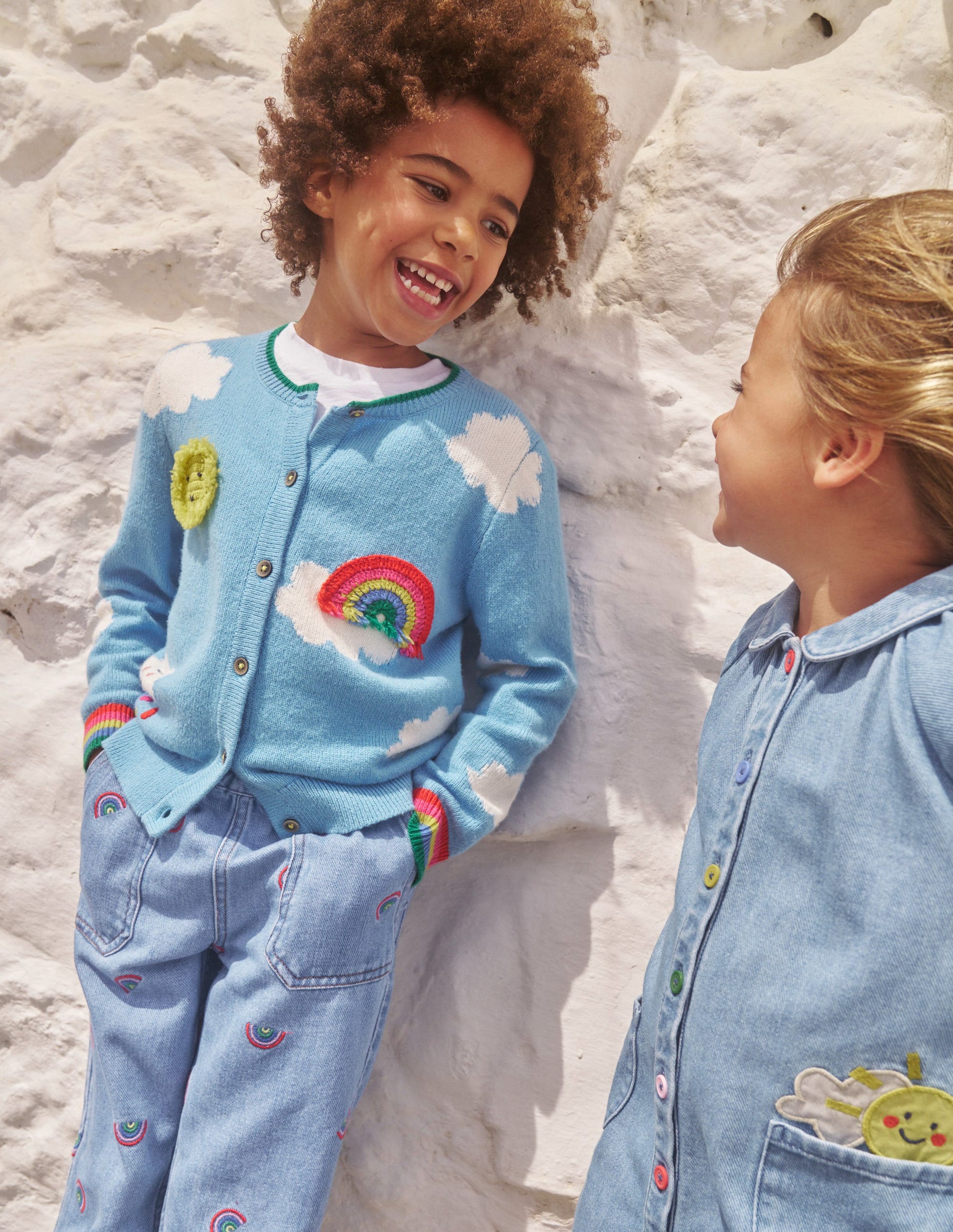 Crochet Appliqué Cardigan-Vintage Blue Weather-4