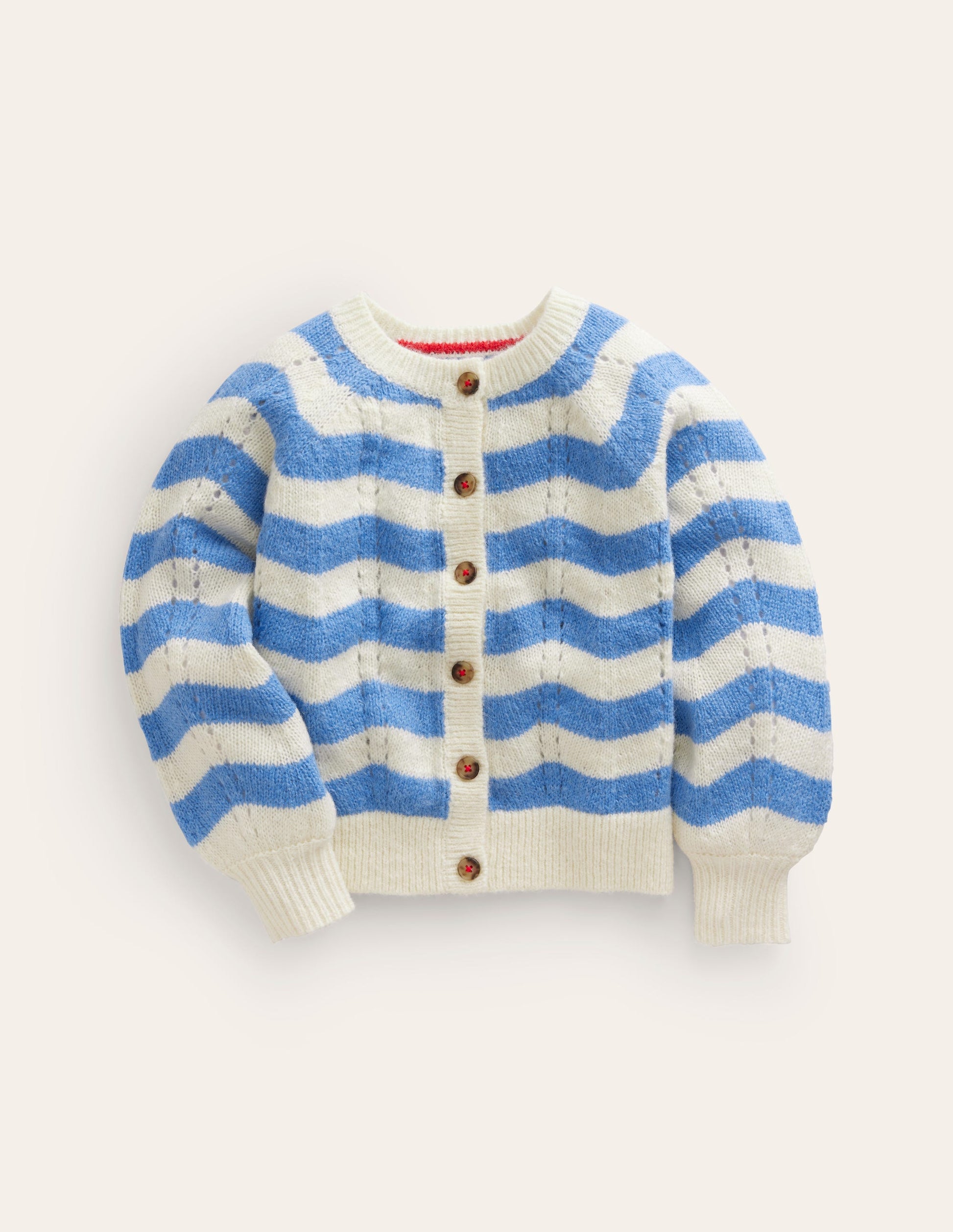 Blouson Wave Cardigan-Blue, Ivory Stripe-1