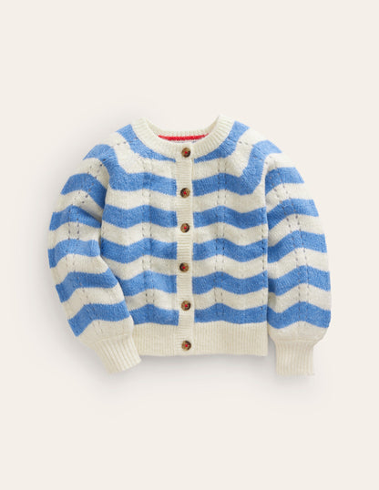 Blouson Wave Cardigan-Blue, Ivory Stripe-1