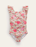 Logo Flutter Sleeve Swimsuit-Flowerbed Hearts