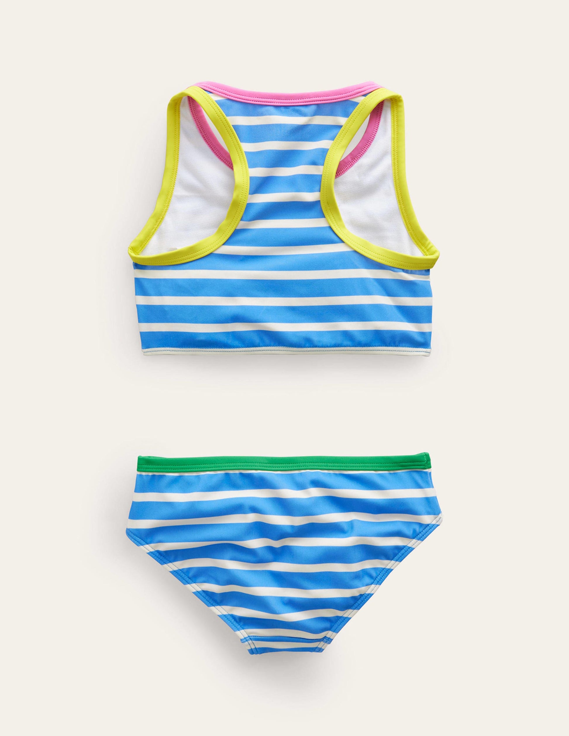 Racerback Bikini Set-Surf Blue, Ivory Stripe-2
