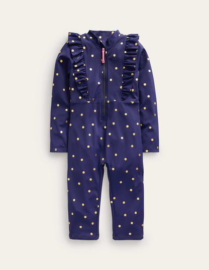 Sun Safe Surf Suit-Navy, Gold Spot