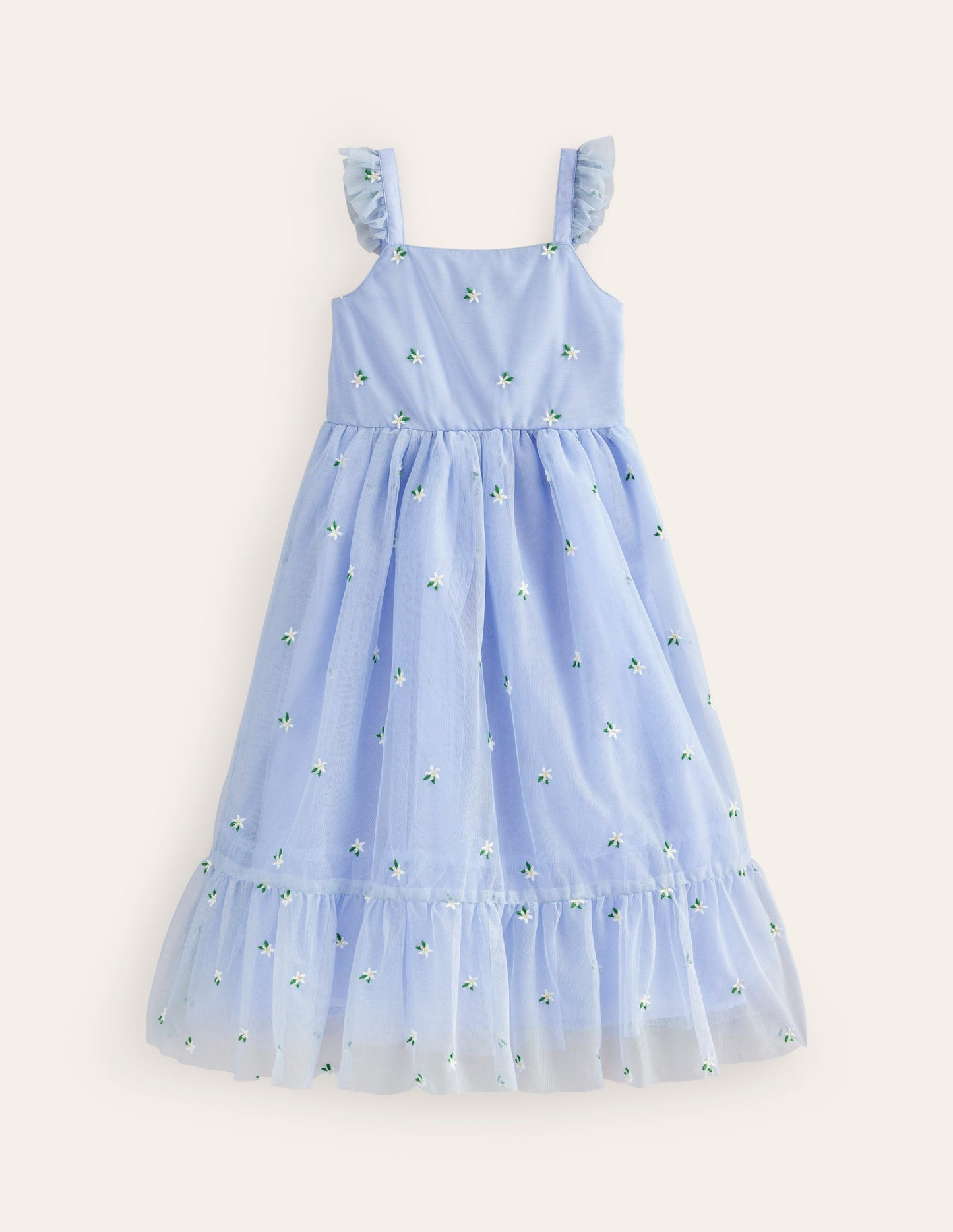 Bow Back Tulle Dress-Skyway Blue