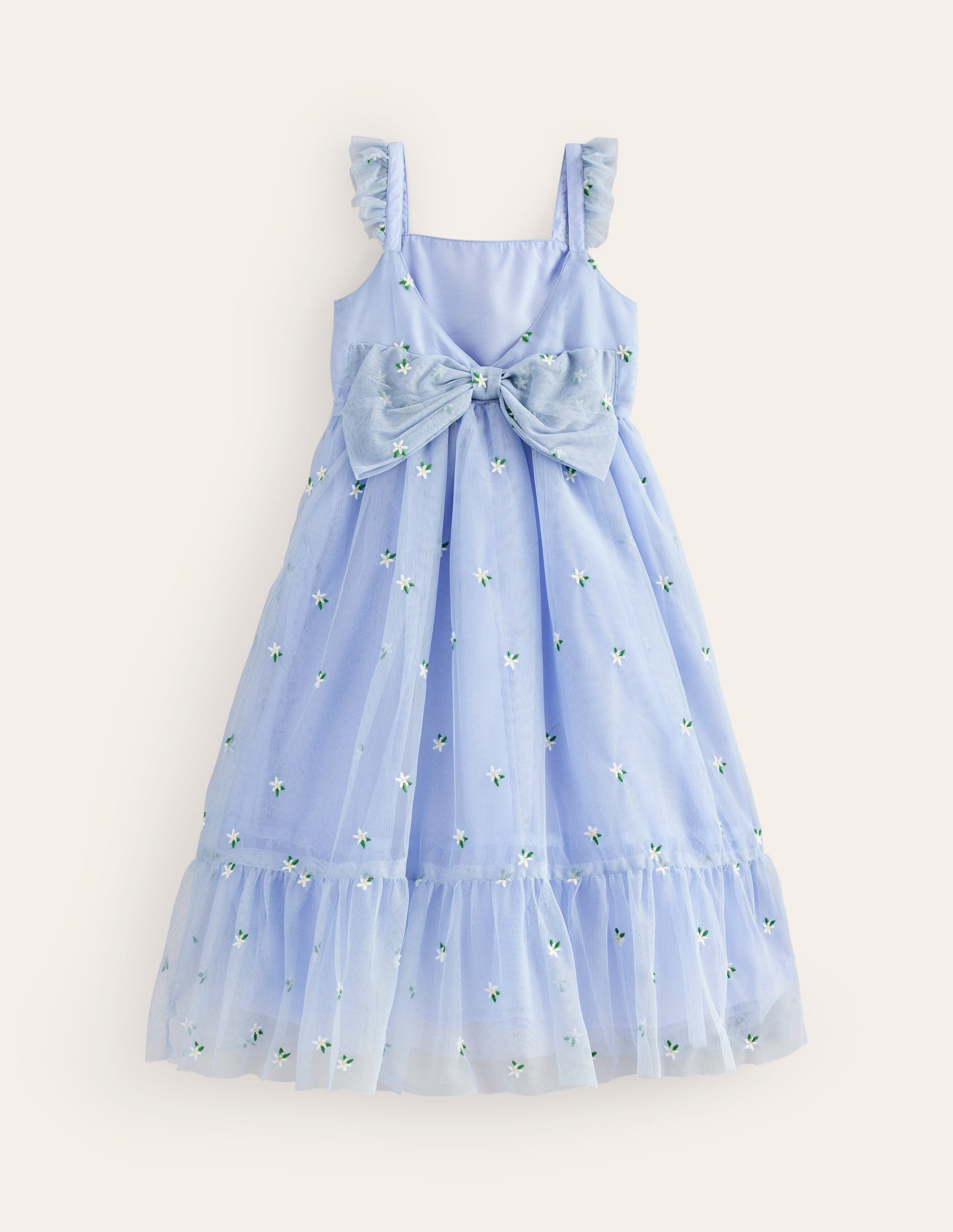 Bow Back Tulle Dress-Skyway Blue-2