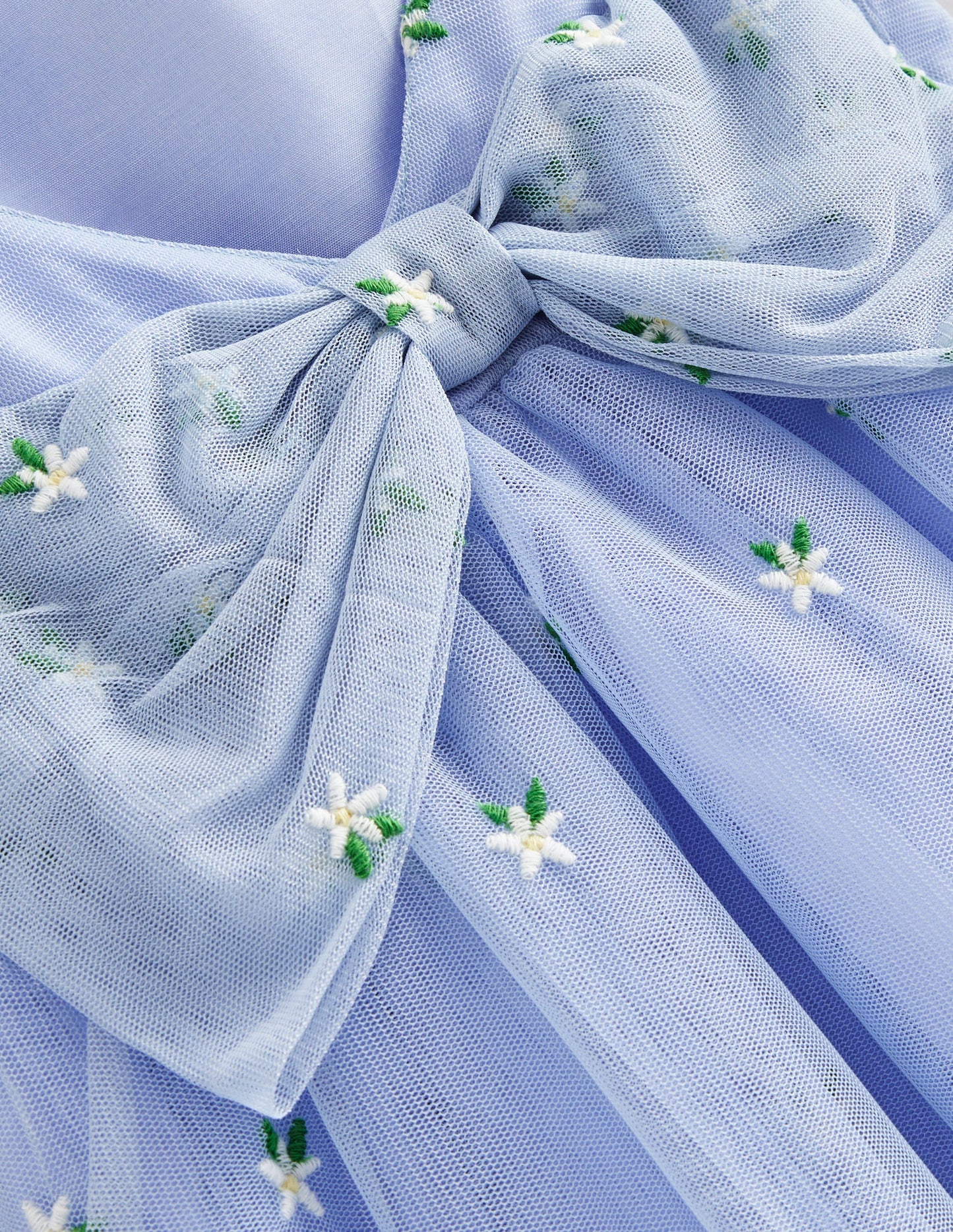 Bow Back Tulle Dress-Skyway Blue