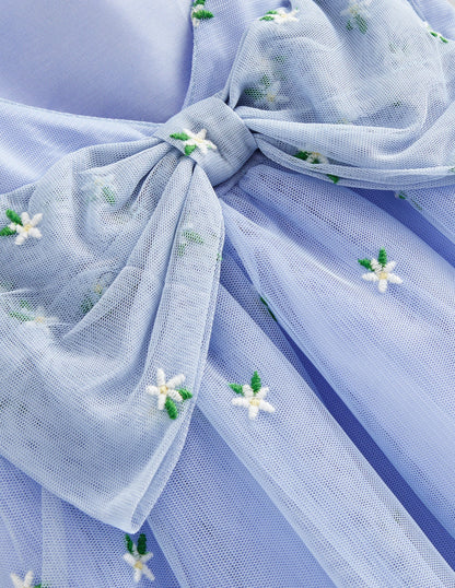 Bow Back Tulle Dress-Skyway Blue-3