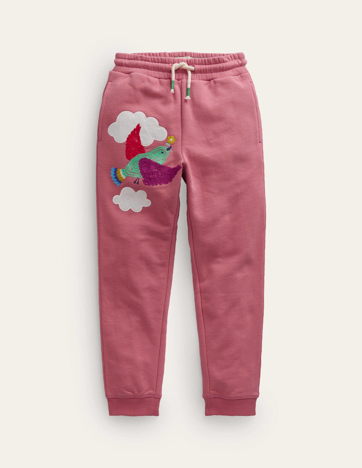 Appliqué Joggers-Cosmos Pink Bird