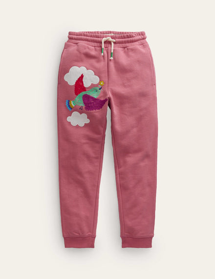 Appliqué Joggers-Cosmos Pink Bird
