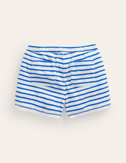 Printed Towelling Shorts-Sapphire Blue/Vanilla Pod