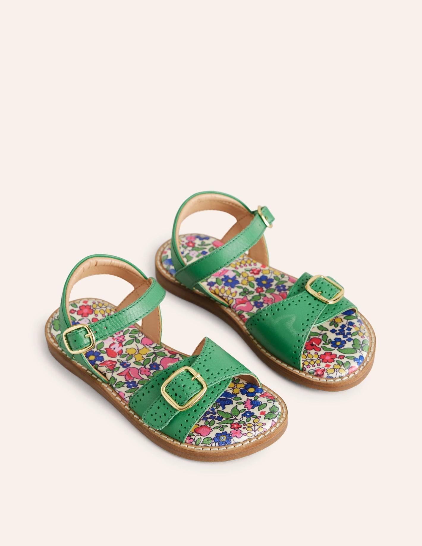 Leather Buckle Sandals-Green