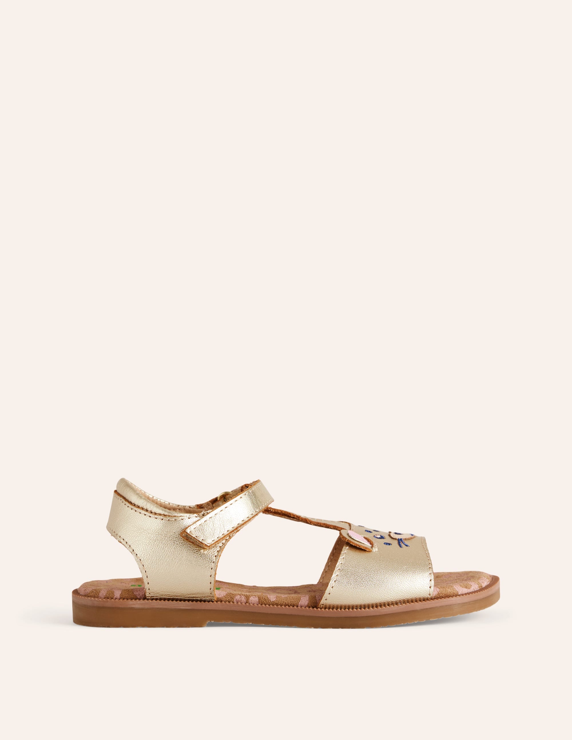 Fun Leather Sandals-Gold Metallic Leopard - Image 1