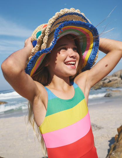 Straw Hat-Multi Stripe Brim