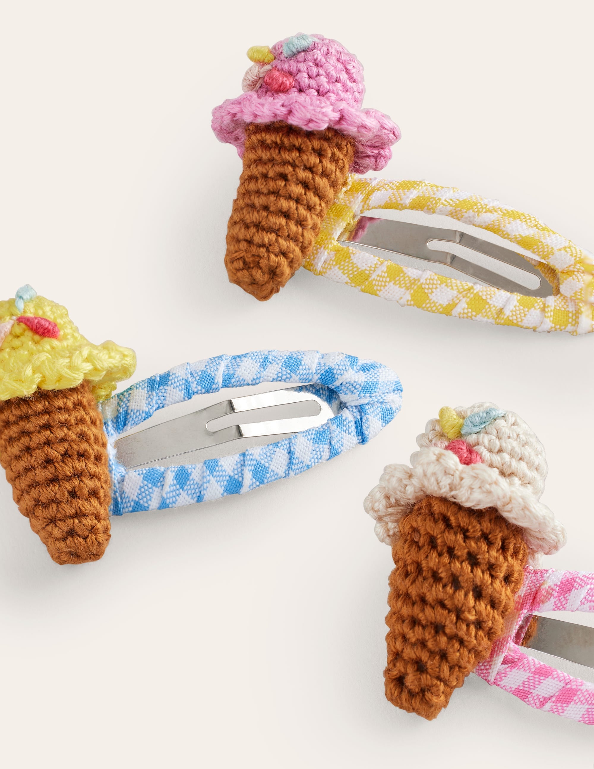 3 Pack Hair Clips-Gingham Ice Creams - Image 2