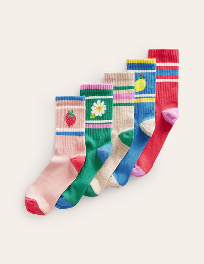 5-Pack Ribbed Socks-Motif Multi-1